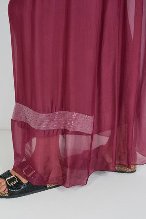 Burgundy Sequin Silk Skirt