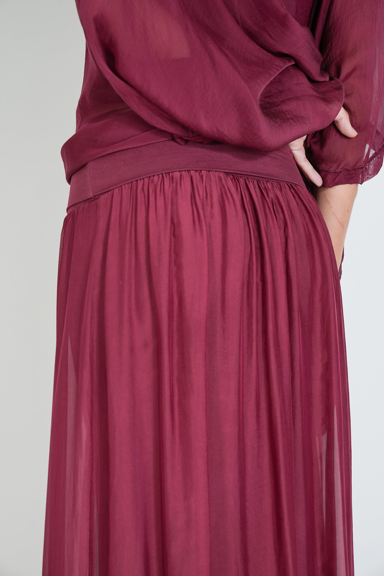 Burgundy Sequin Silk Skirt