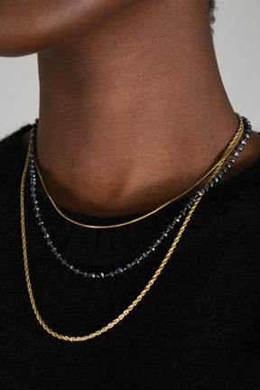 Blue Beaded Three Stranded Necklace