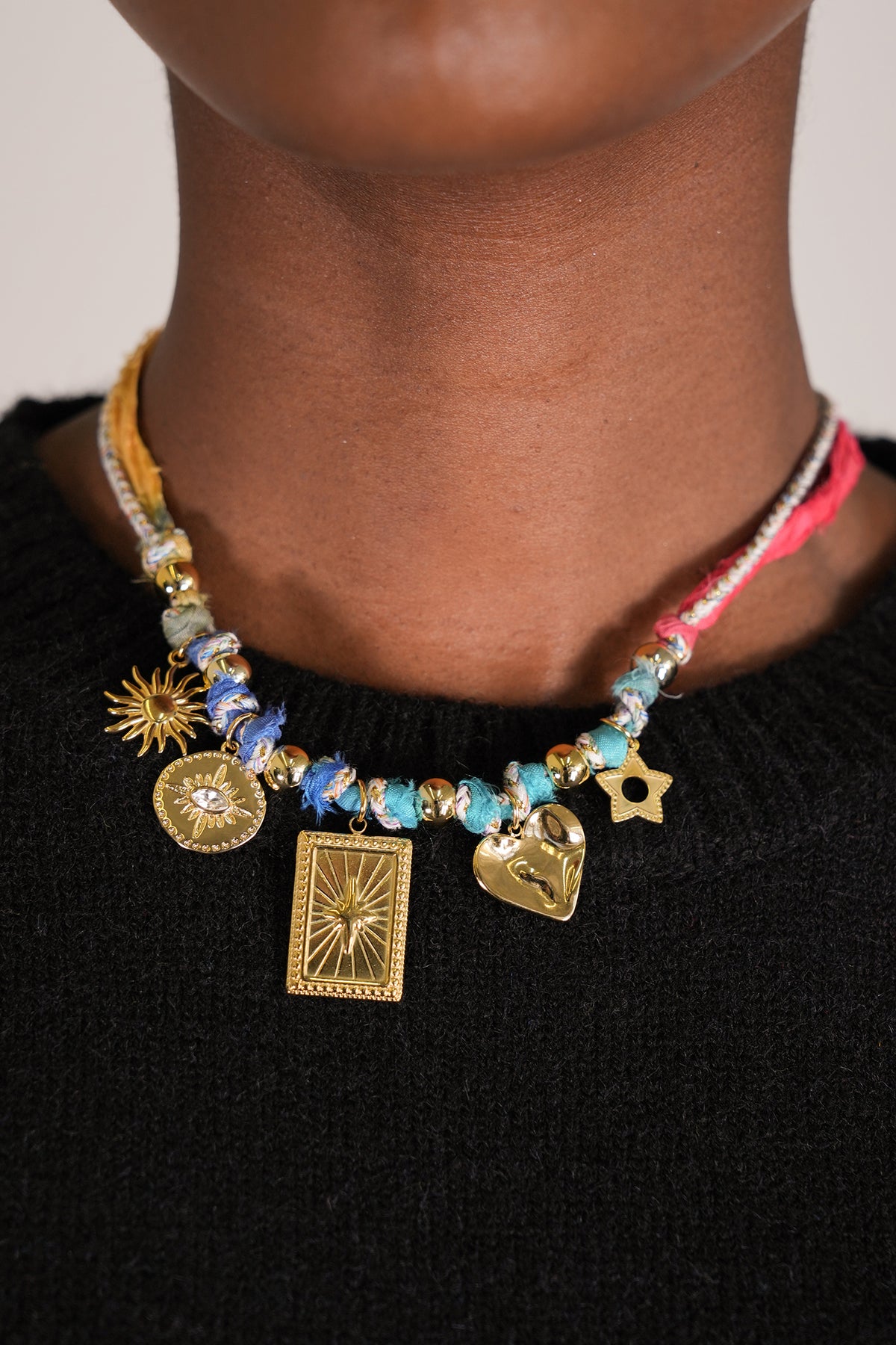 Colourful Ribbon Charm Necklace