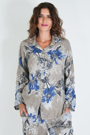 Taupe Delphine Linen Shirt