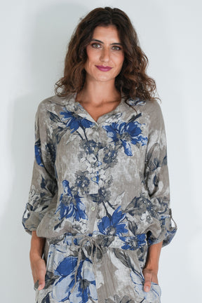 Taupe Delphine Linen Shirt