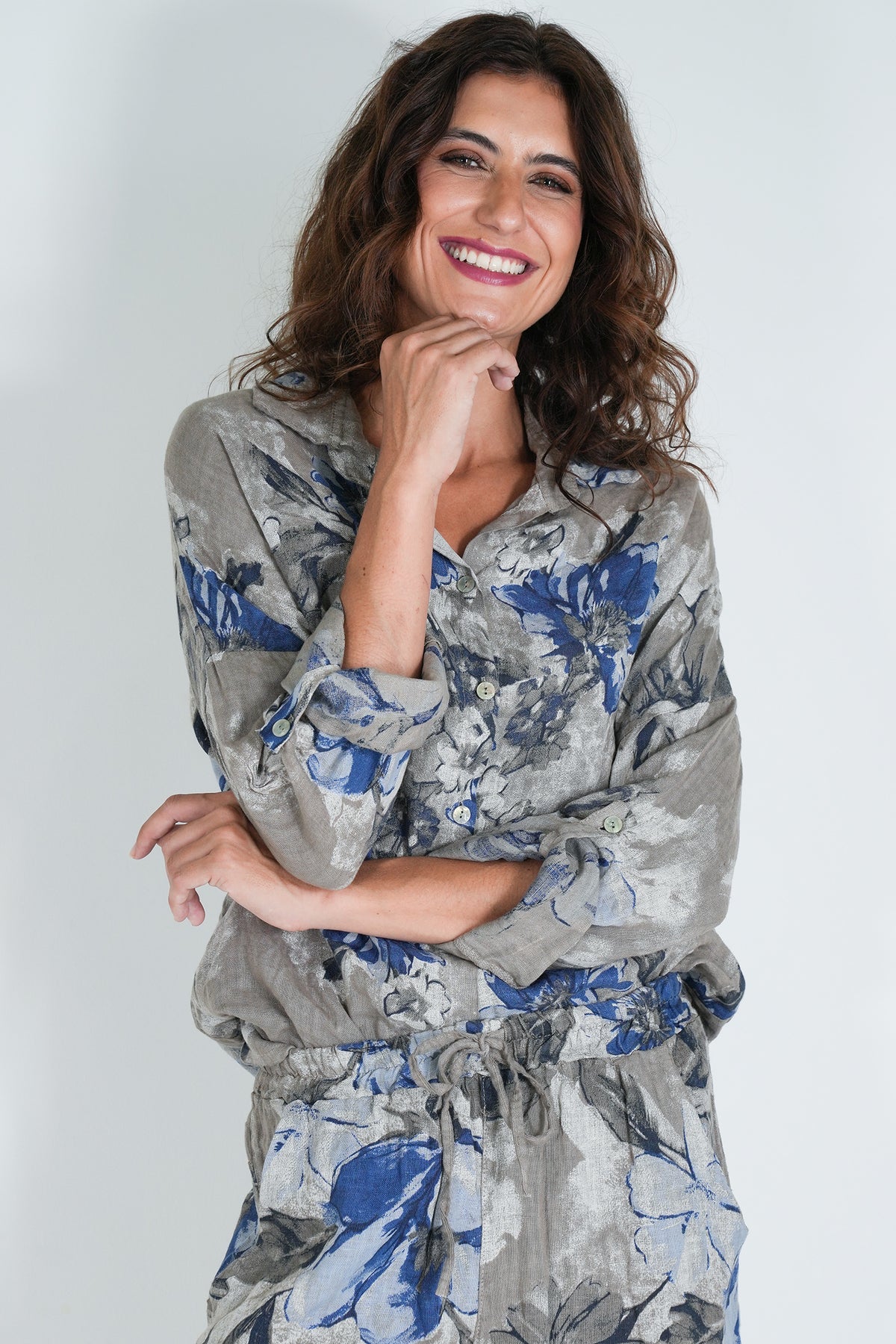 Taupe Delphine Linen Shirt