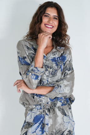 Taupe Delphine Linen Shirt