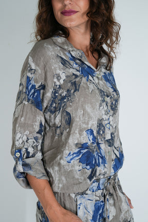 Taupe Delphine Linen Shirt
