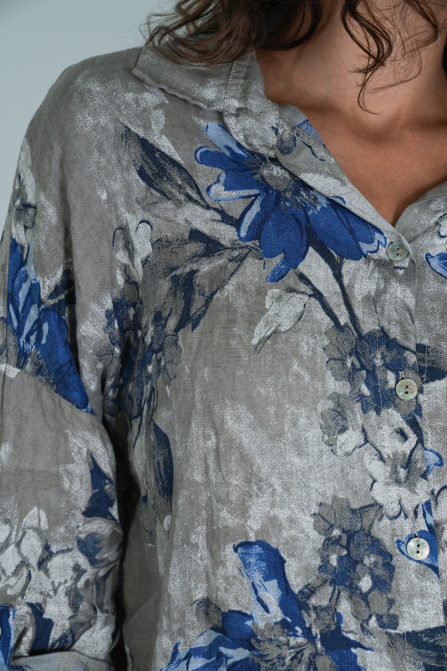 Taupe Delphine Linen Shirt