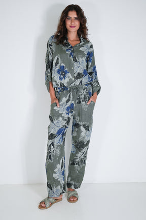 Olive Delphine Linen Pant