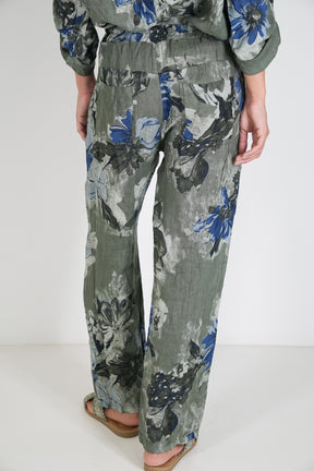 Olive Delphine Linen Pant