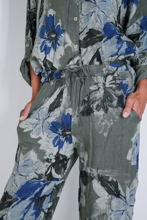 Olive Delphine Linen Pant