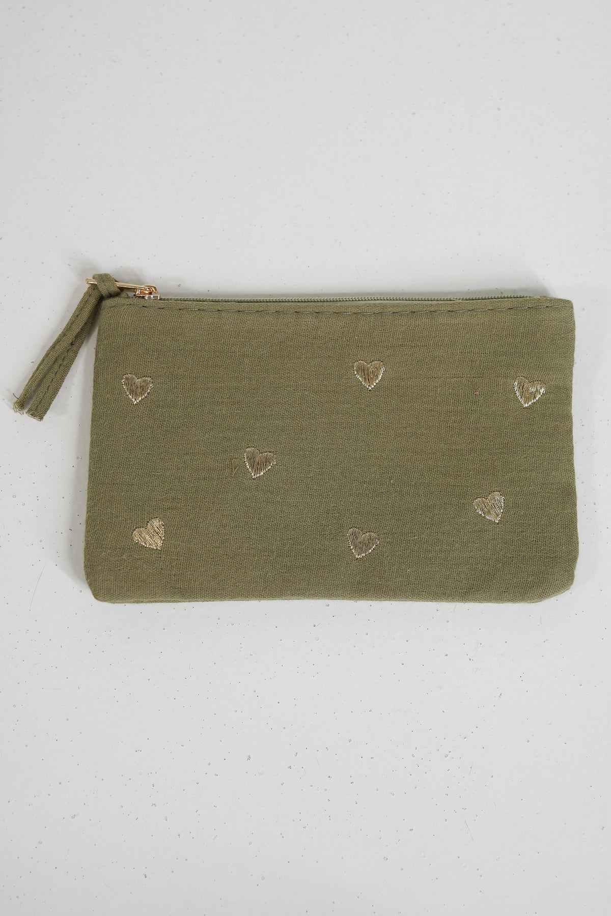 Olive Heart Zip Bag