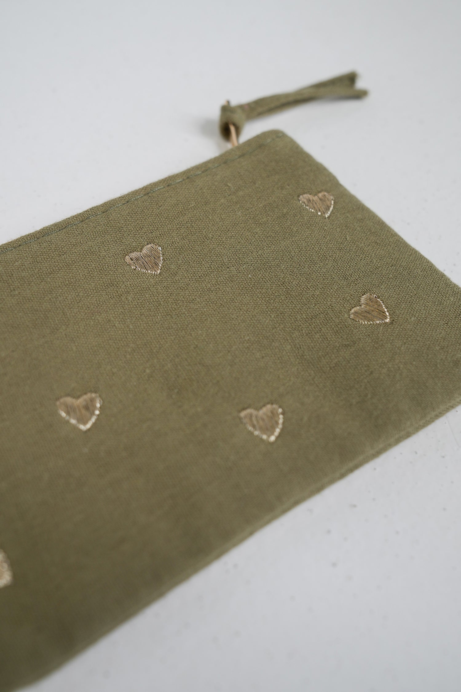 Olive Heart Zip Bag