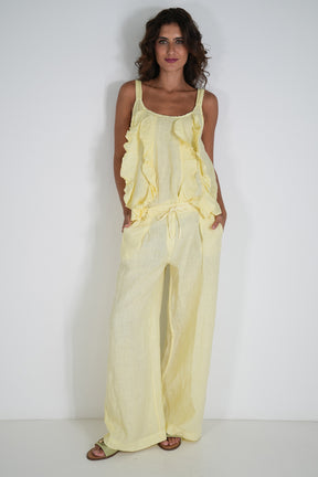 Lemon Frill Linen Top