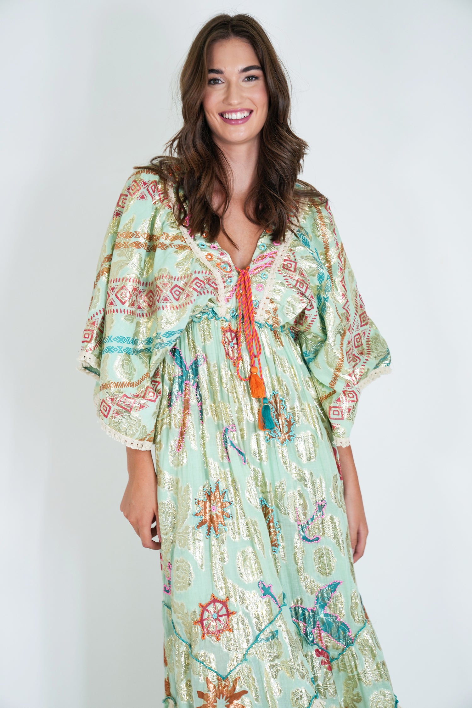 Sage and Gold Foil Shazia Dress