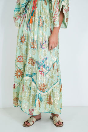 Sage and Gold Foil Shazia Dress