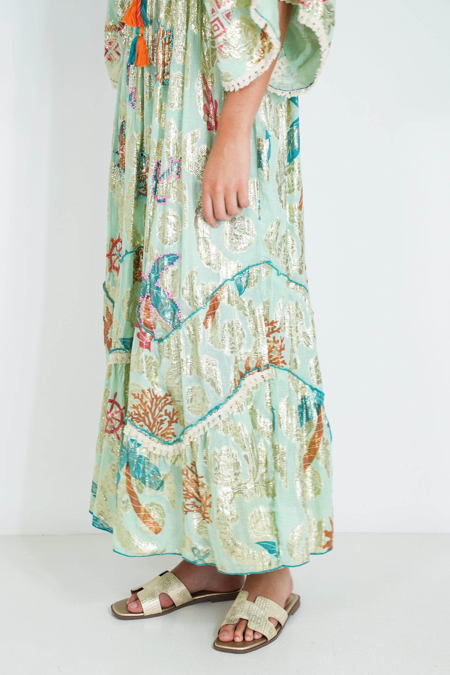 Sage and Gold Foil Shazia Dress