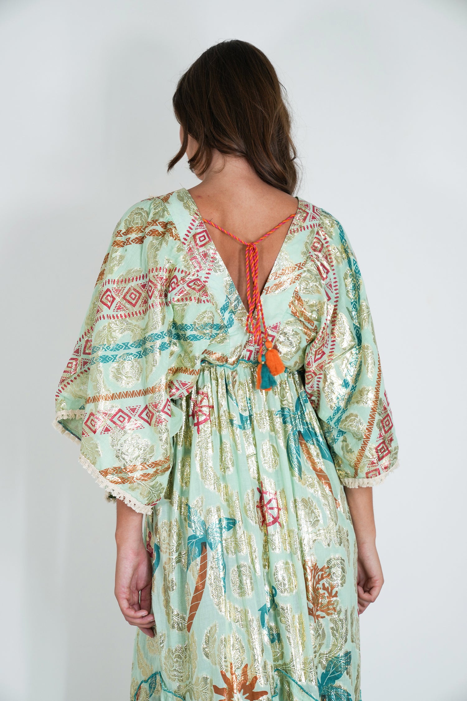 Sage and Gold Foil Shazia Dress