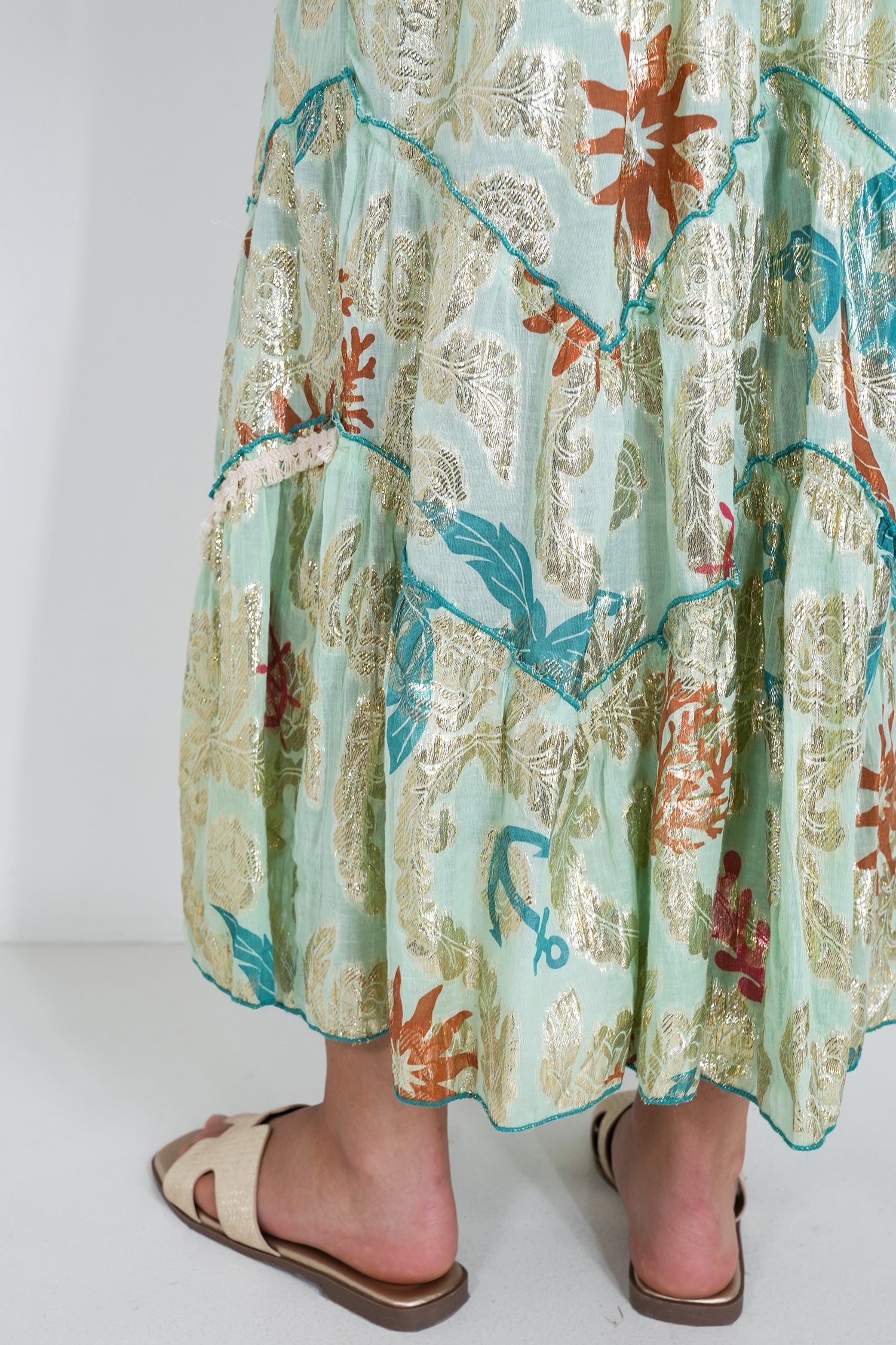 Sage and Gold Foil Shazia Dress