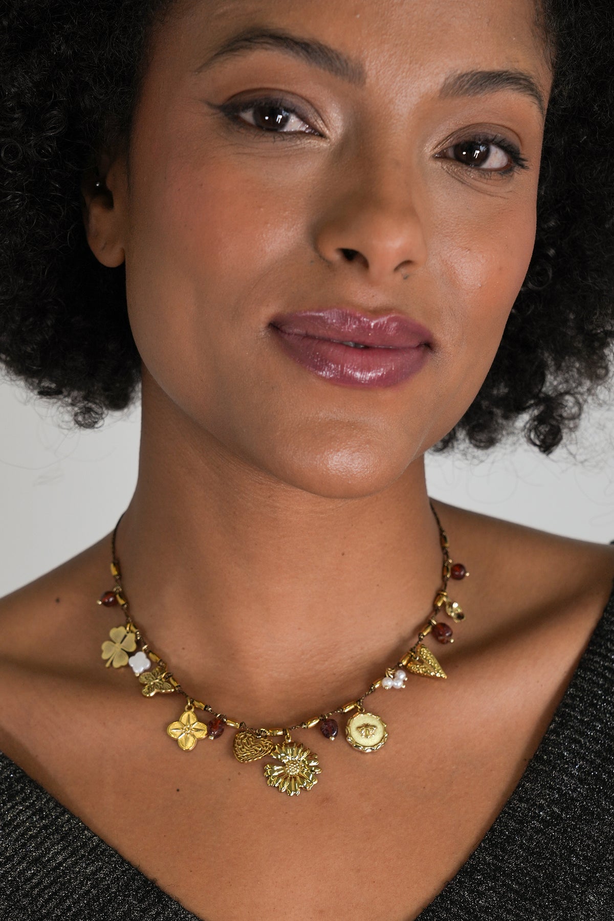 Rust Daisy Charm Necklace