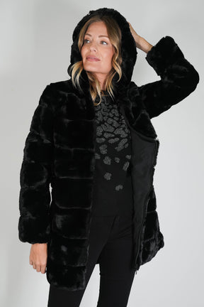 Black Faux Fur Coat