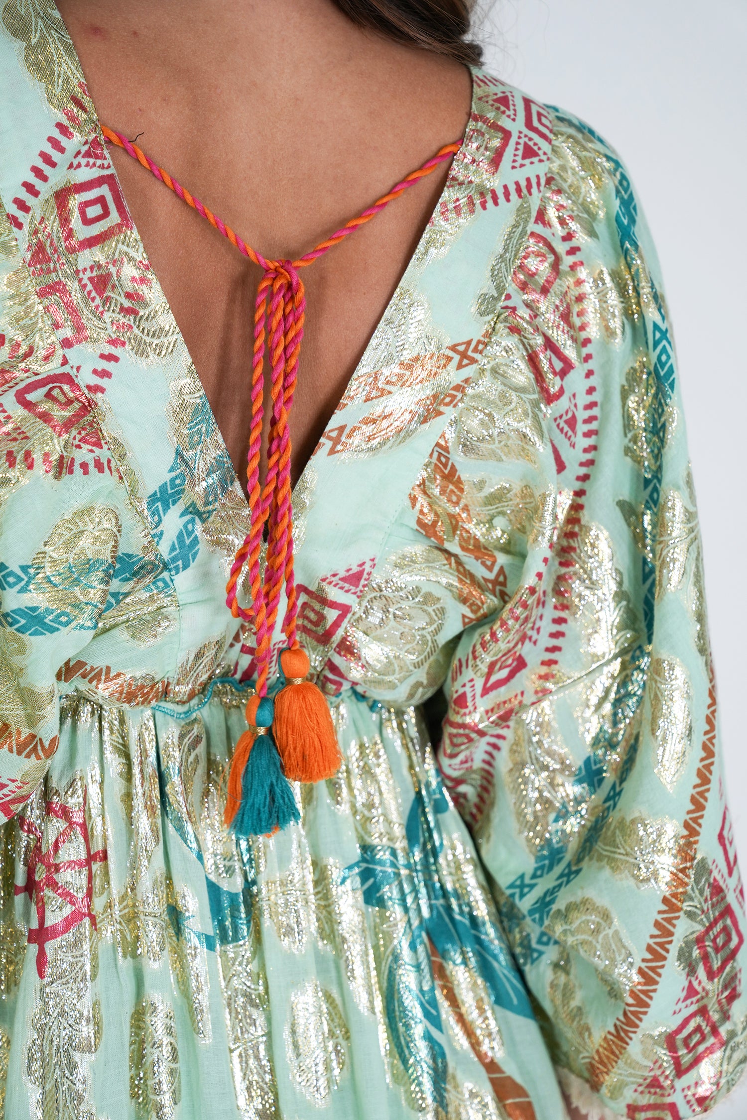 Sage and Gold Foil Shazia Dress