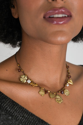 Rust Daisy Charm Necklace