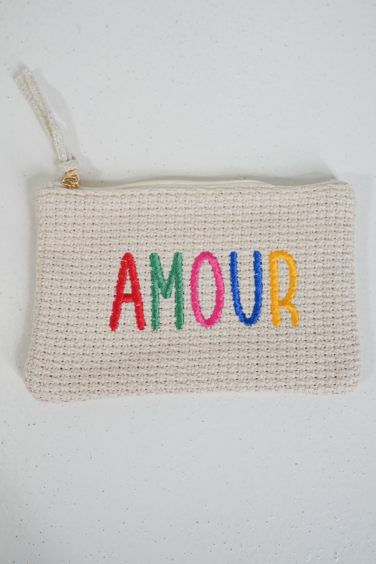 Raffia Amour Zip Bag