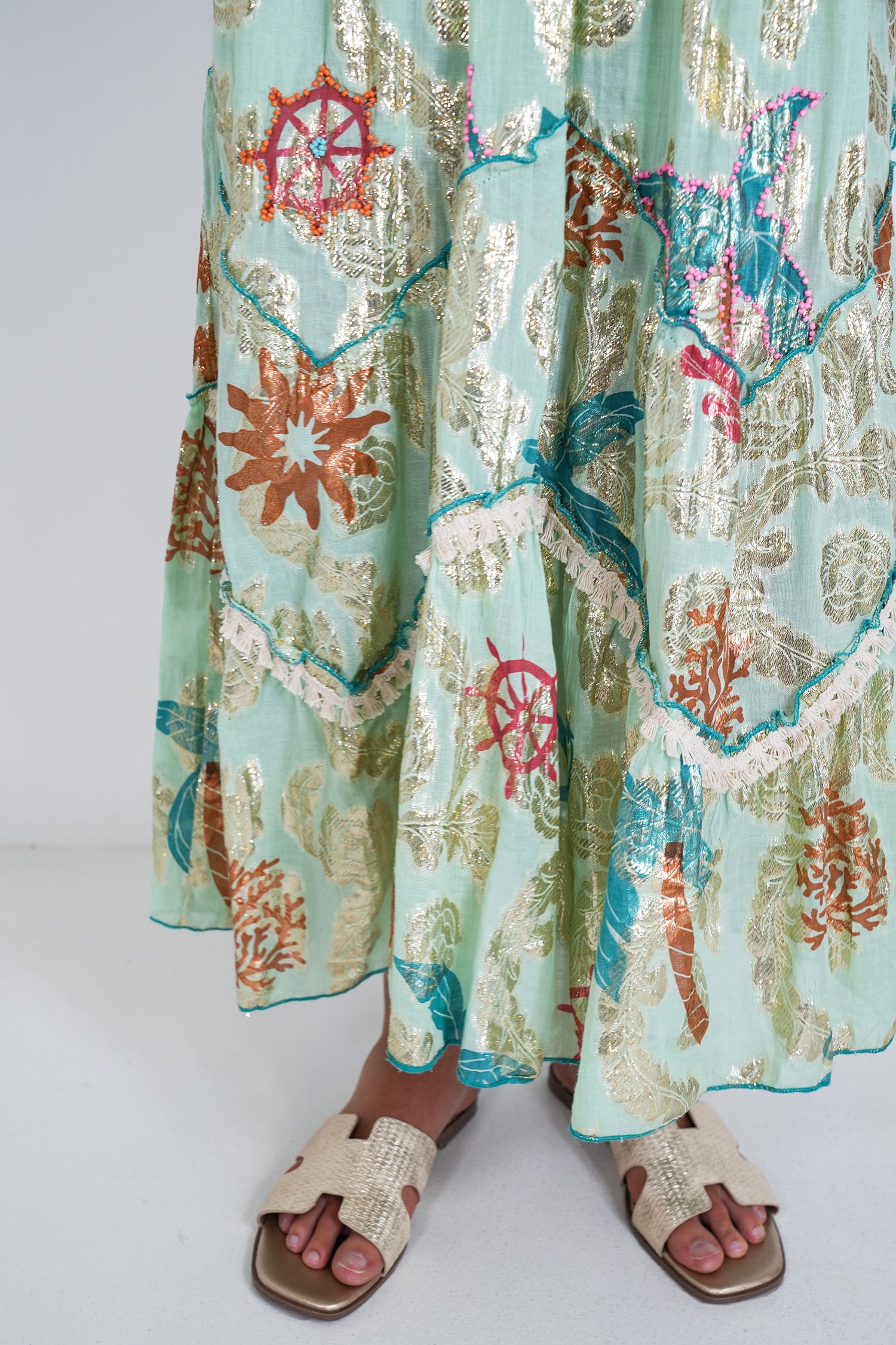 Sage and Gold Foil Shazia Dress