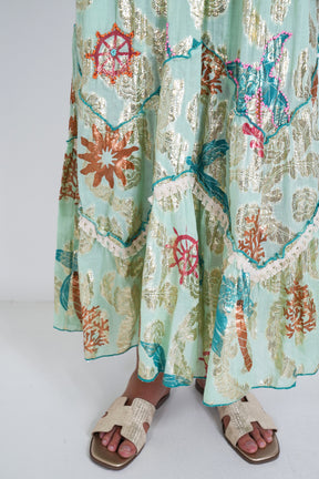 Sage and Gold Foil Shazia Dress