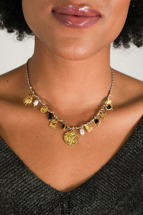 Black Pearl Butterfly Charm Necklace