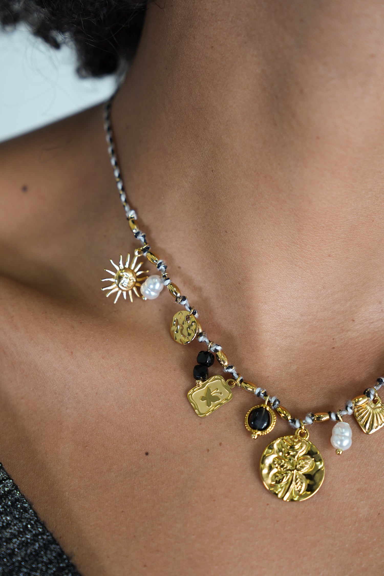 Black Pearl Butterfly Charm Necklace
