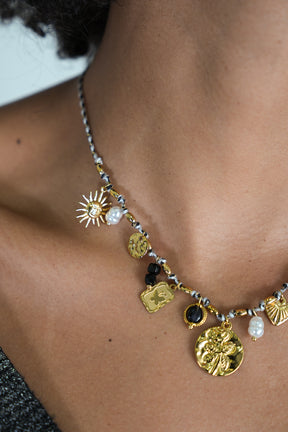 Black Pearl Butterfly Charm Necklace