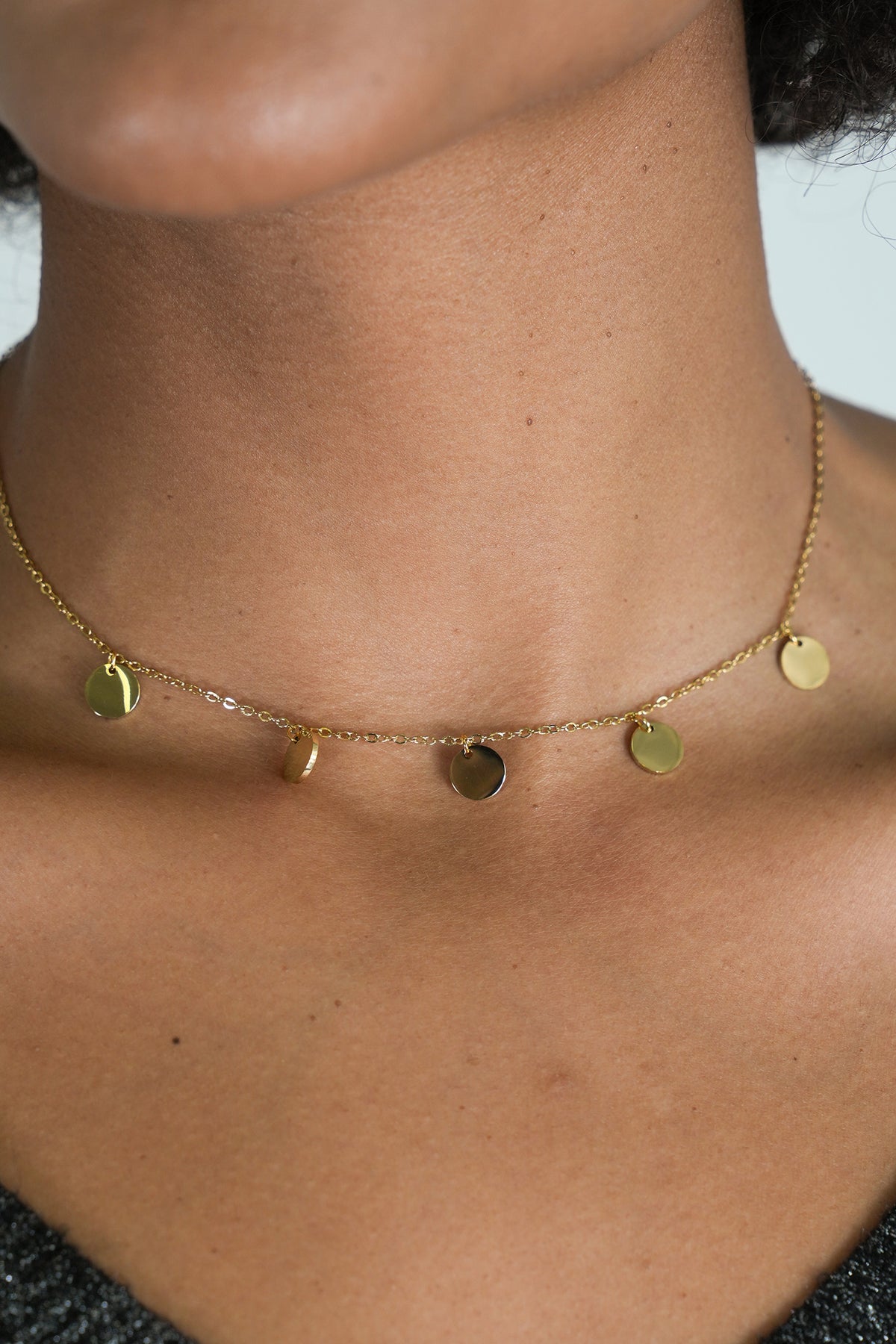 Gold Disc Charm Necklace