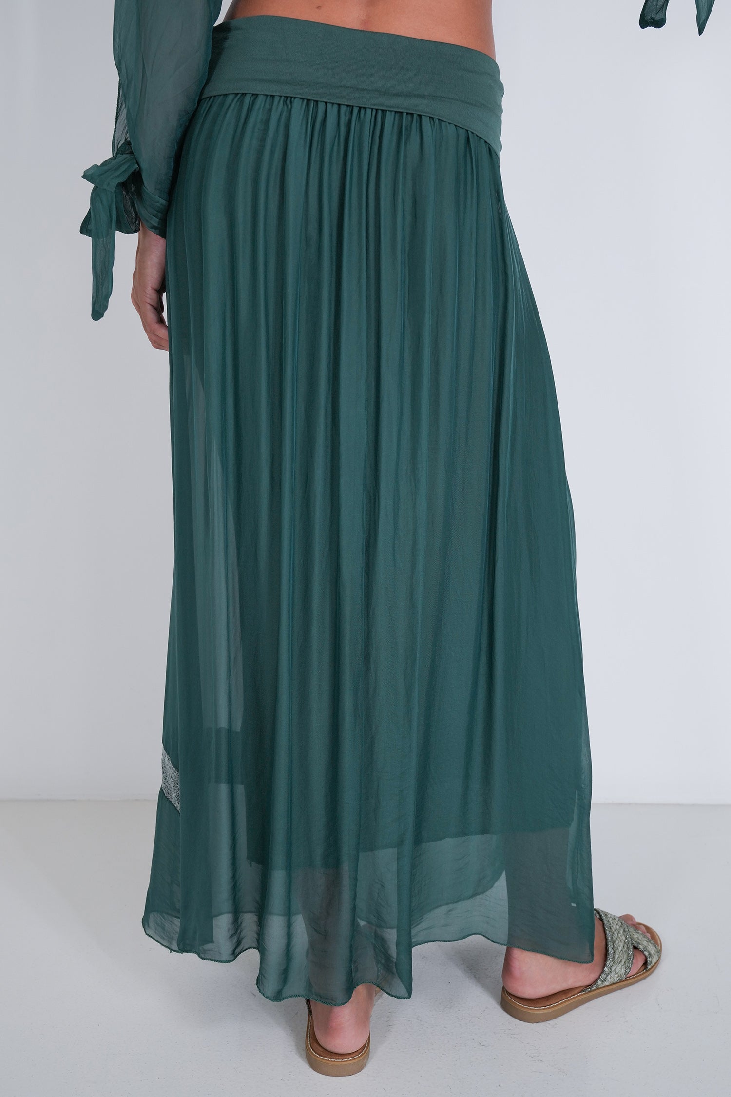 Teal Sequin Silk Skirt