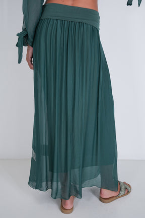 Teal Sequin Silk Skirt