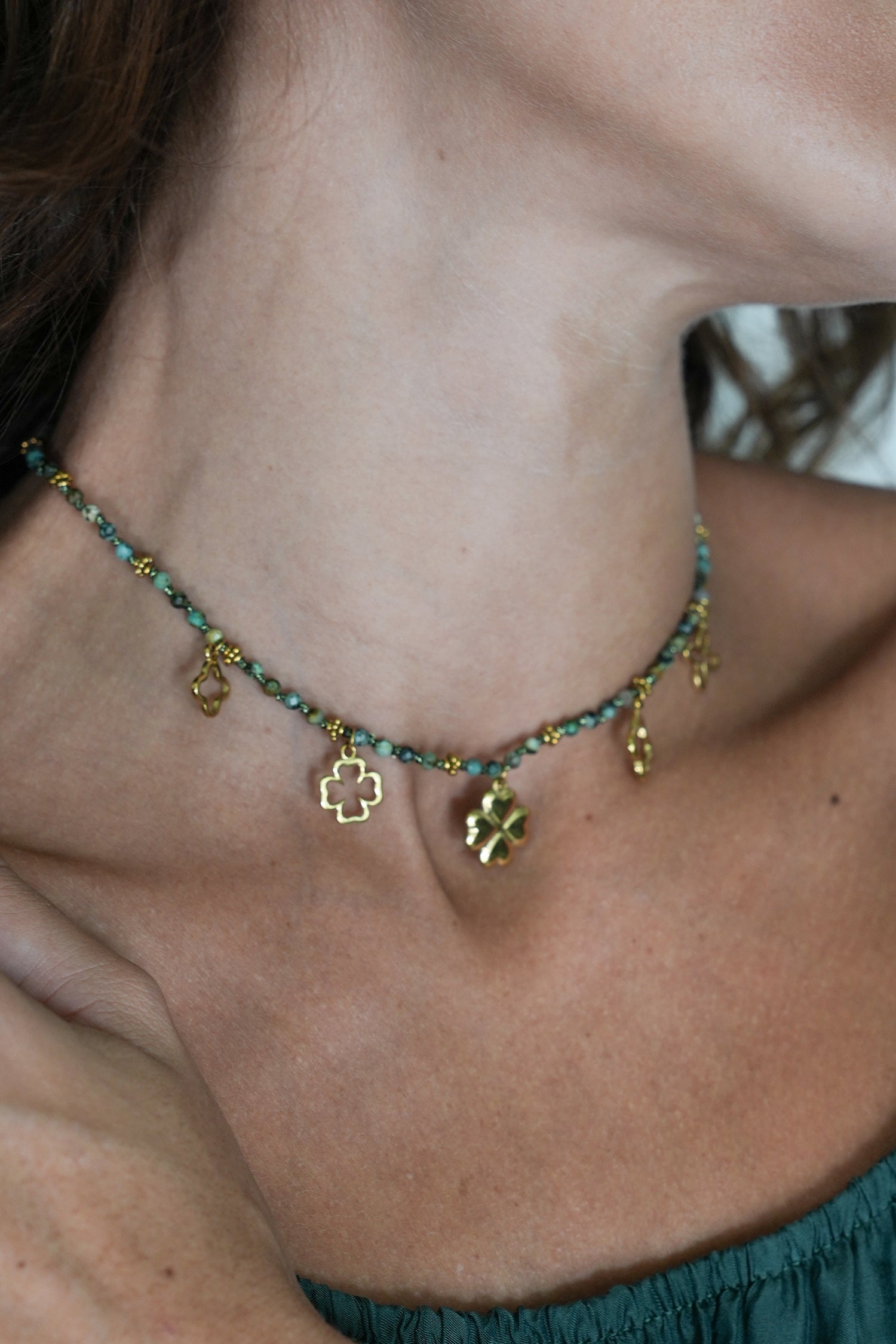 Green 4 Leaf Clover Necklace