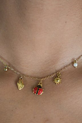 Ladybug and Pearl Necklace