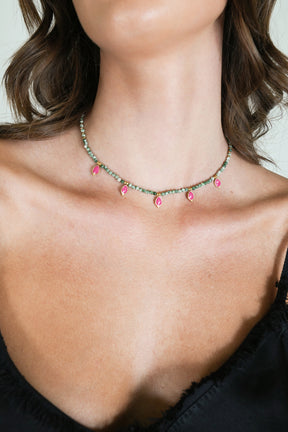 Green and Pink Drop Necklace