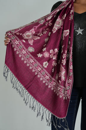 Cerise Floral Winter Scarf