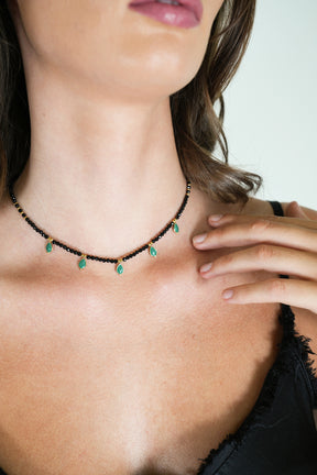 Black and Green Drop Necklace