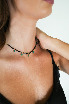 Black and Green Drop Necklace