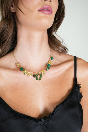 Green Horseshoe Charm Necklace