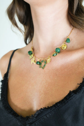 Green Horseshoe Charm Necklace