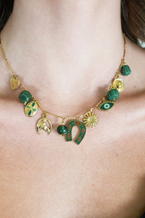 Green Horseshoe Charm Necklace