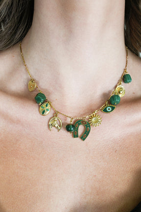 Green Horseshoe Charm Necklace