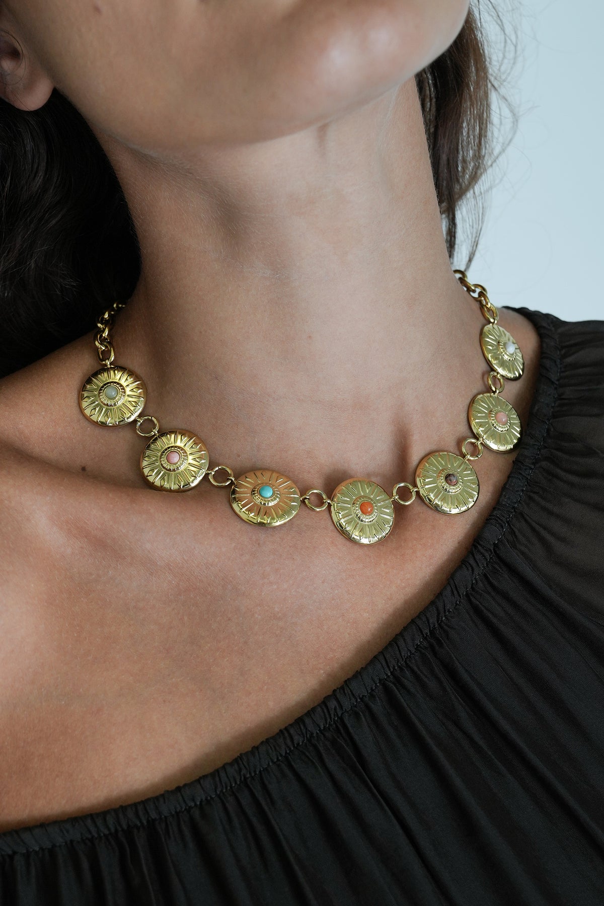 Colourful Disc Charm Necklace