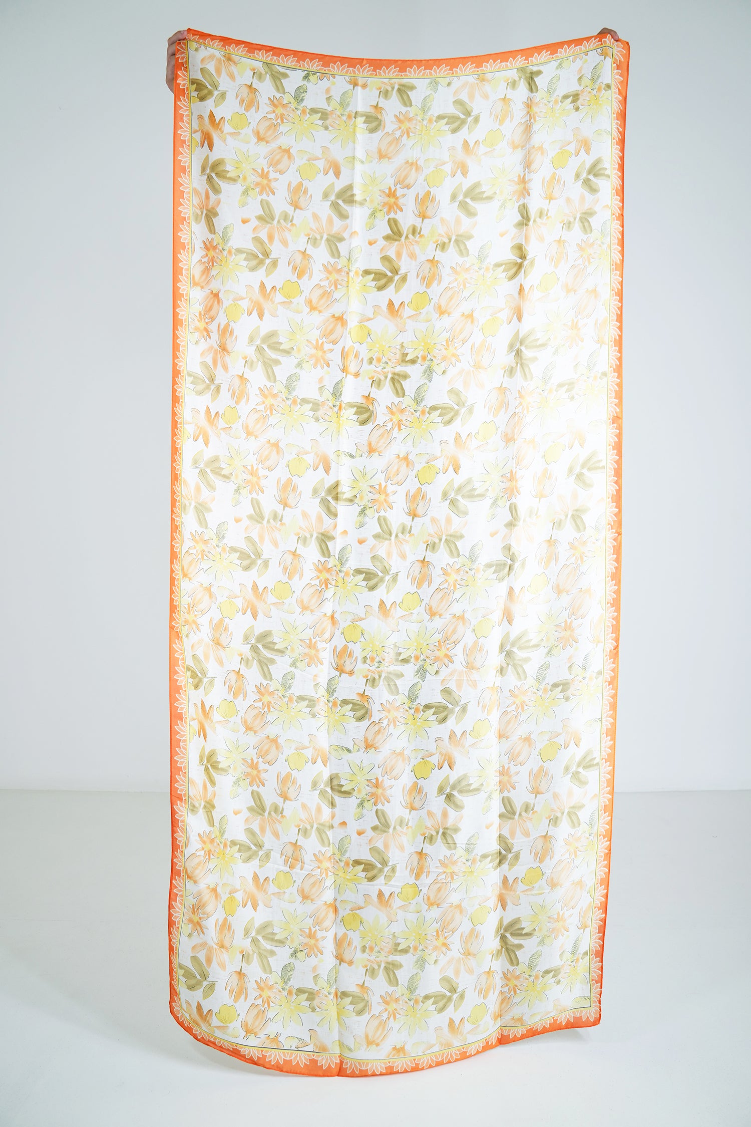 Peach Floral Silk Scarf