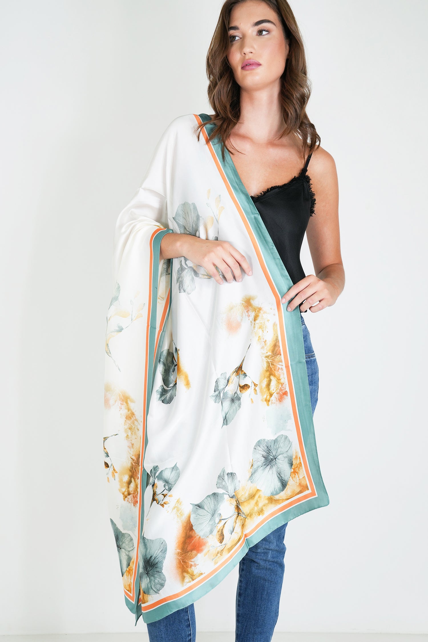 Sage Leaf Silk Scarf