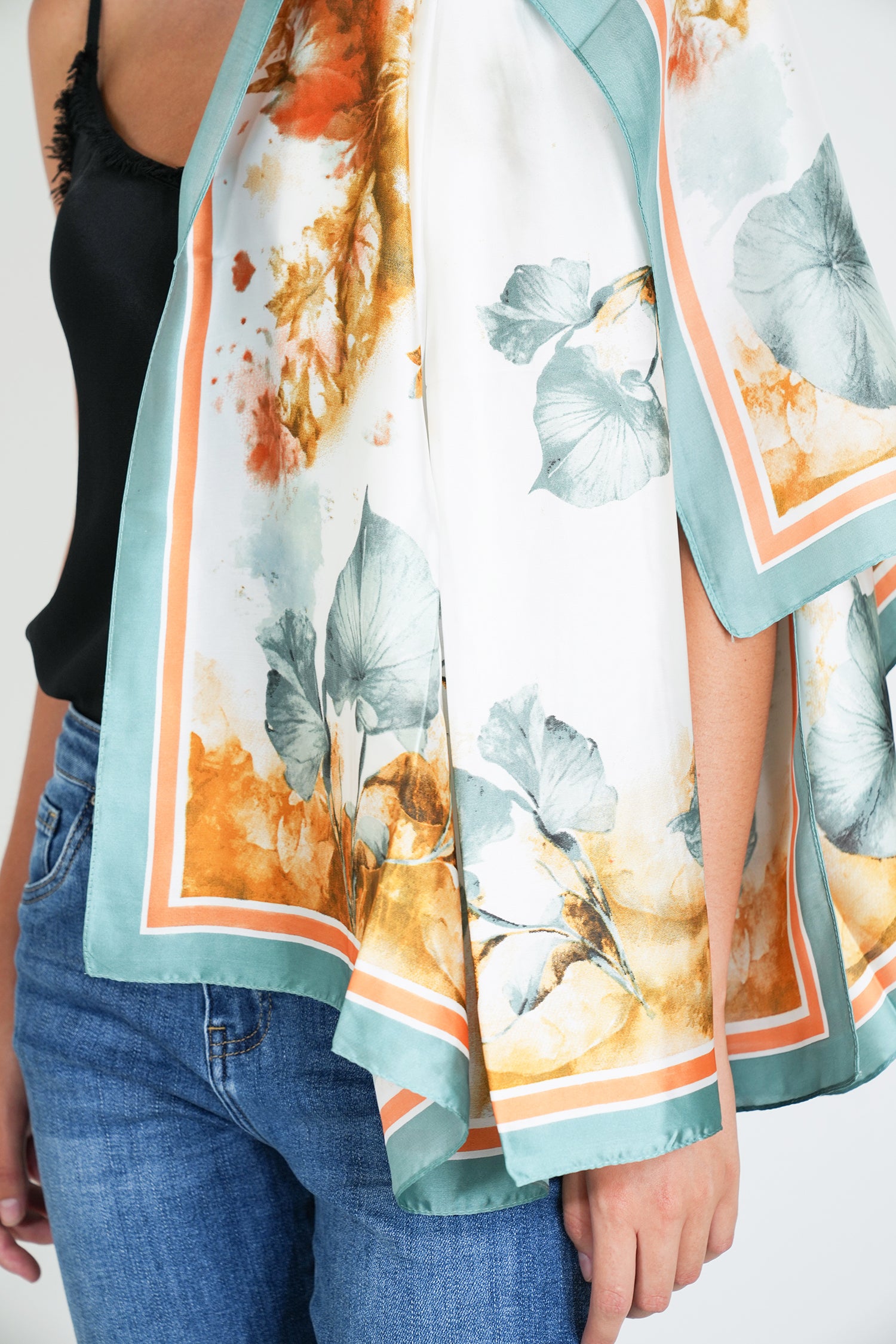 Sage Leaf Silk Scarf