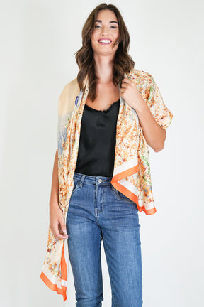 Orange Rust Print Silk Scarf