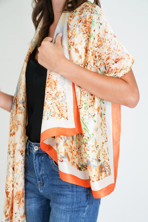 Orange Rust Print Silk Scarf